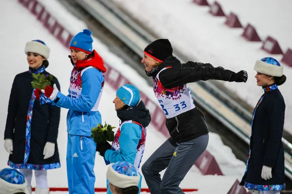 7,5 km Sprint der Biathletinnen — Stockfoto