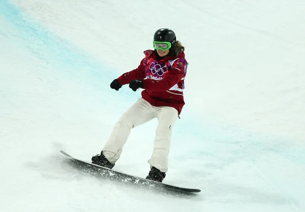 Snowboard. Bayanların halfpipe yeterlilik — Stok fotoğraf