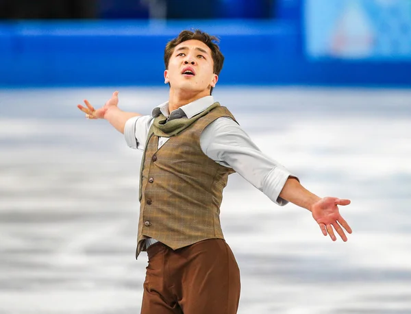 Kunstschaatsen. mannen vrije schaatsen — Stockfoto