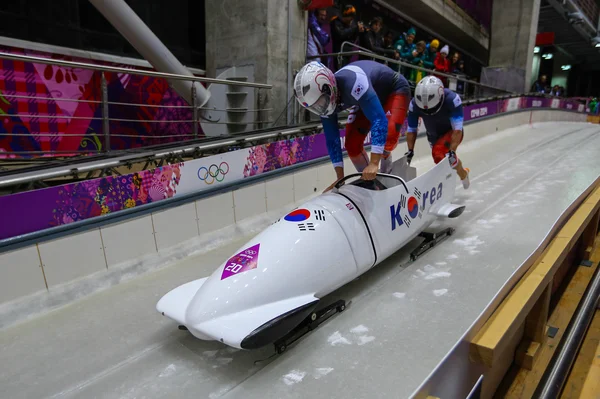 Dua orang bobsled panas — Stok Foto