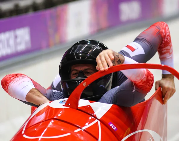 Dos hombres bobsleigh calor — Foto de Stock