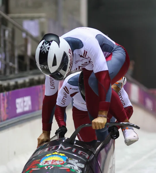 To-mands bobsleigh varme - Stock-foto