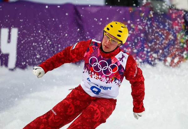 フリー スタイル スキーします。男子エアリアル予選 — ストック写真