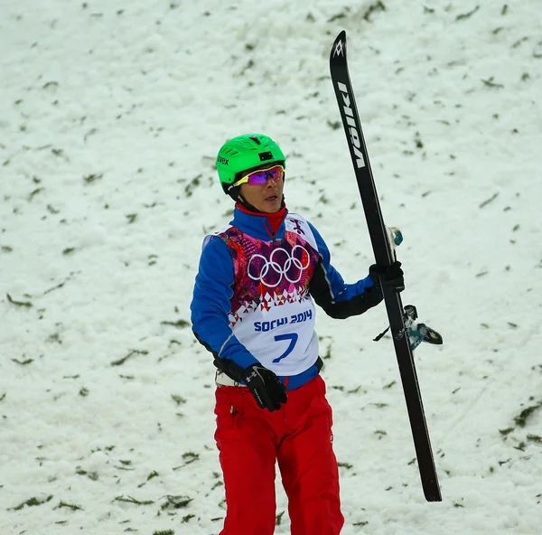Vrije stijl skiën. mannen antennes definitieve — Stockfoto