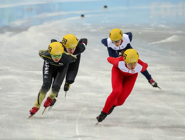 女子 1000 米预赛短道速滑预赛 — 图库照片