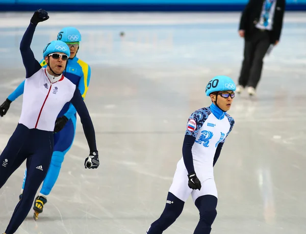 Hombres 500 m Pista Corta Calentamientos — Foto de Stock