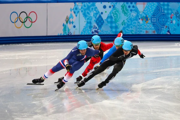 Men 's 500 m Short Track Heats — Stok Foto