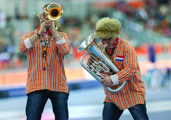 Dutch brass band at Ladies' 5000 m Speed Skating — Stock Photo, Image