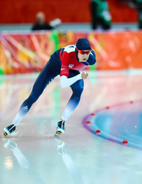 Eisschnelllauf. 5000 m der Damen — Stockfoto