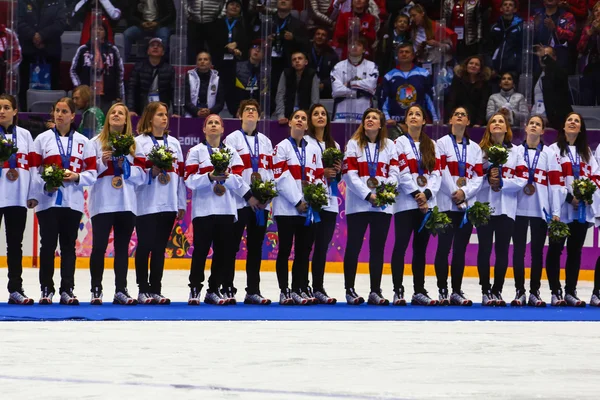 Buz hokeyi. kadınların altın madalya oyunu — Stok fotoğraf