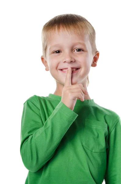 Portrait of clever little boy who — Stock Photo, Image