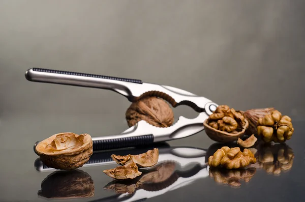 Walnuts with Nutcracker — Stock Photo, Image