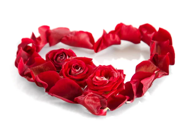 Rose petals in a shape of a heart — Stock Photo, Image