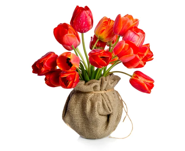 Mooi boeket van tulpen in een vaas — Stockfoto