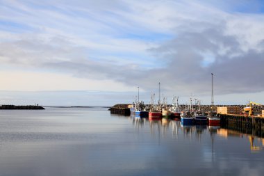 Küçük limanda gemiler.