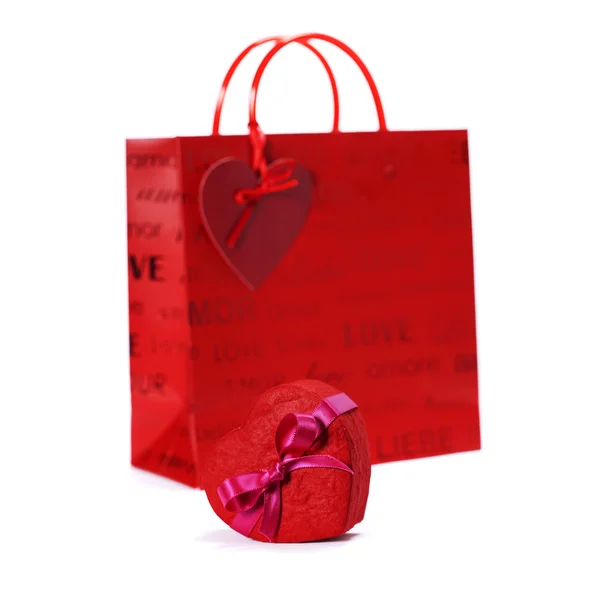 Sac à provisions et coffret cadeau pour Saint Valentin — Photo