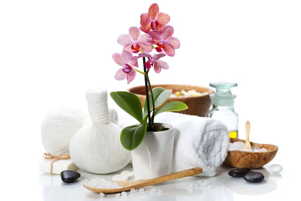 Wellness-Komposition mit schöner rosa Orchidee — Stockfoto