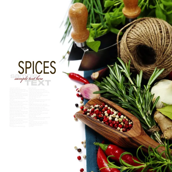 Spices on a wooden board — Stock Photo, Image