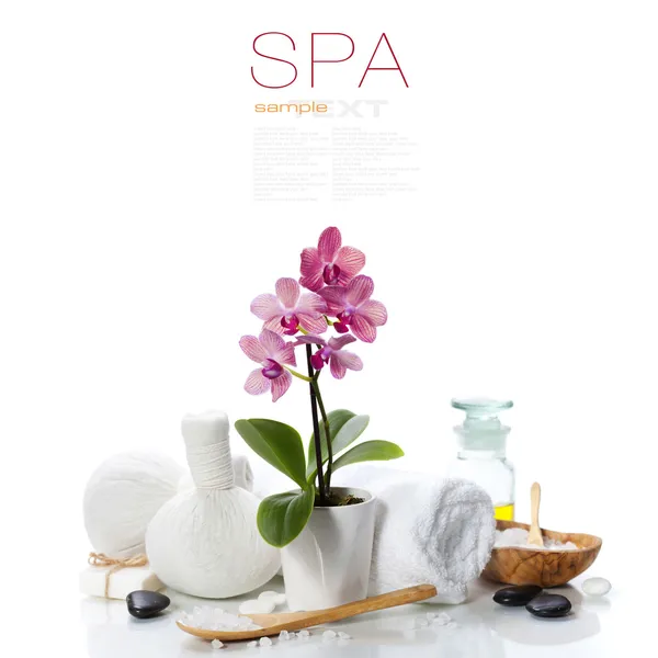 Spa composition with beautiful pink orchid — Stock Photo, Image