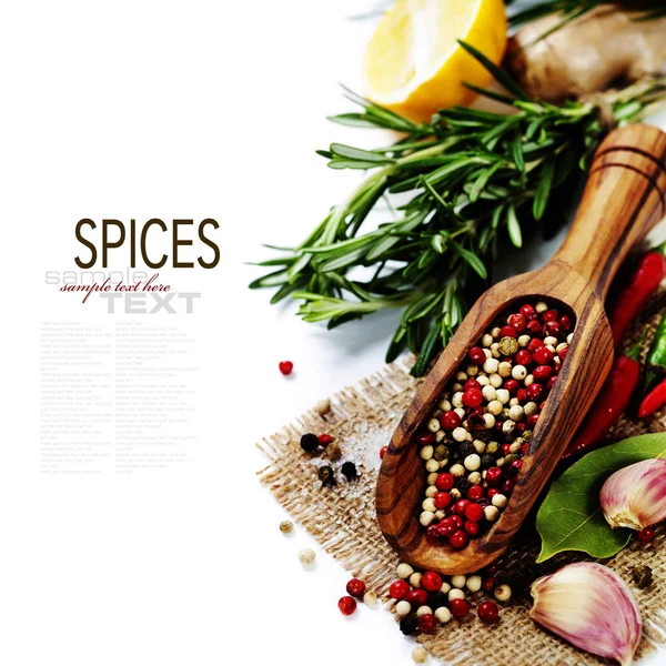 Spices on a wooden board — Stock Photo, Image