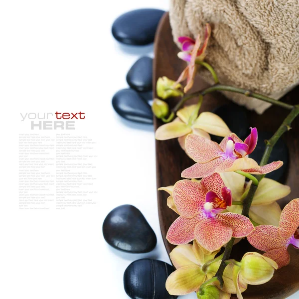 Composizione spa con bella orchidea — Foto Stock