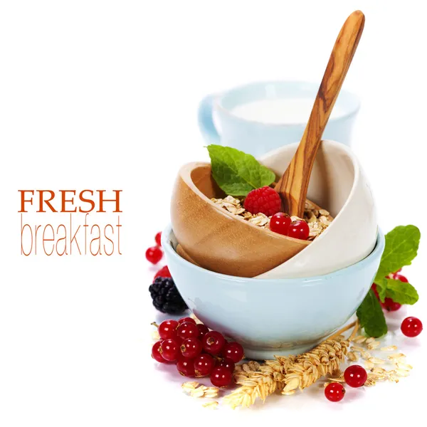 sağlıklı bir kahvaltı ile kase yulaf gevreği