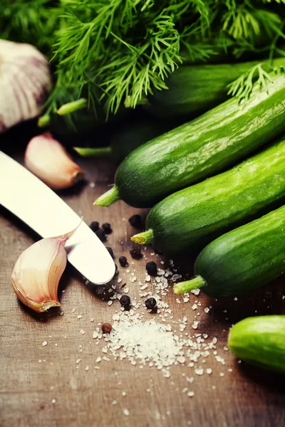 Preparazione di conserve di cetrioli sottaceto — Foto Stock