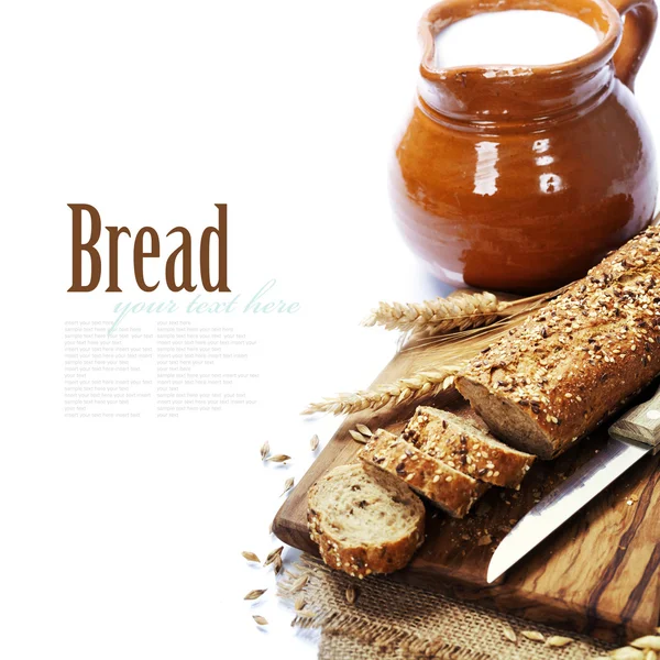 Melk en brood — Stockfoto