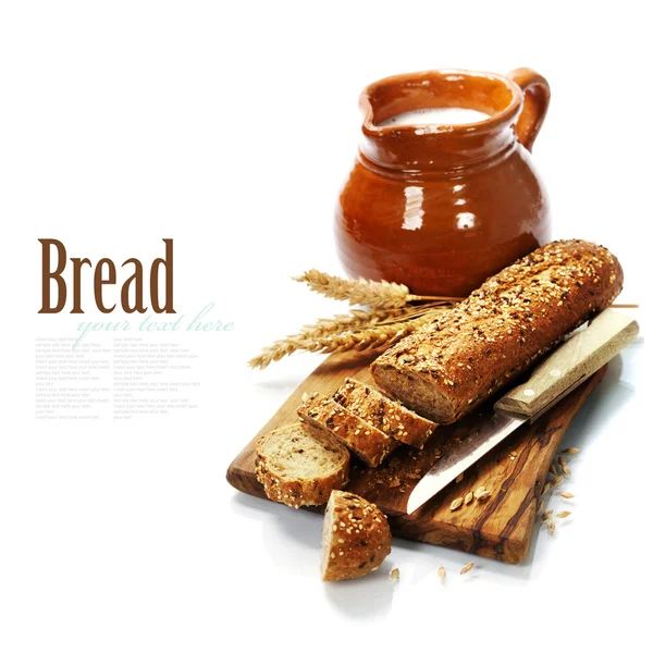 Melk en brood — Stockfoto