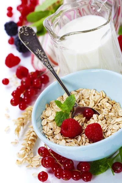 sağlıklı bir kahvaltı ile kase yulaf gevreği