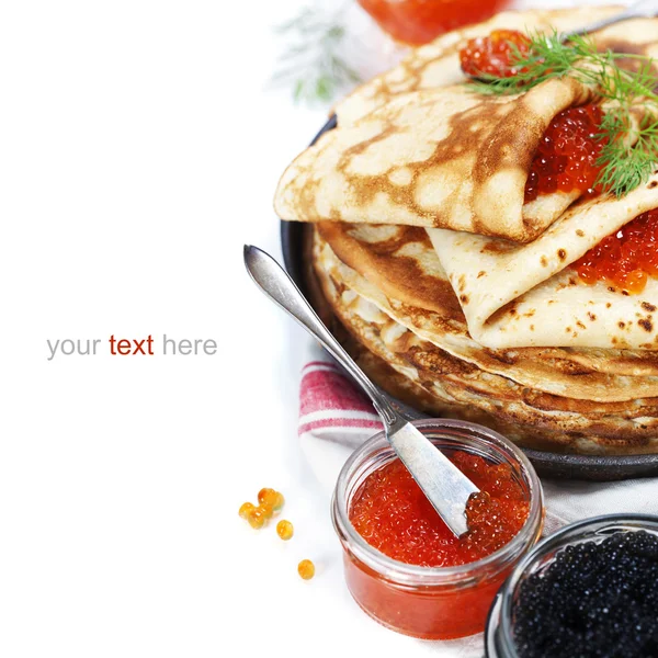 Pancakes with red caviar — Stock Photo, Image