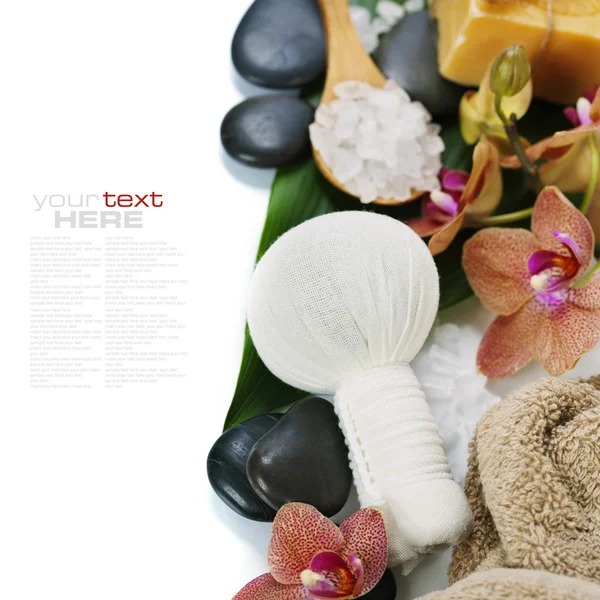 Composición de spa con hermosa orquídea — Foto de Stock