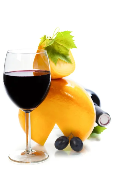 Wino, sery i winogron — Zdjęcie stockowe