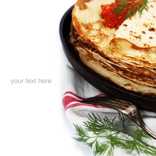 Pancakes with red caviar — Stock Photo, Image