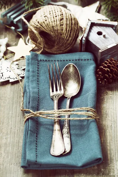 Christmas table place setting — Stock Photo, Image