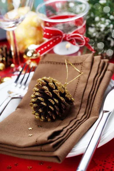 Christmas table place setting — Stock Photo, Image