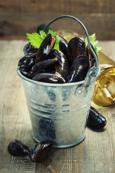 Fresh mussels ready for cooking — Stock Photo, Image