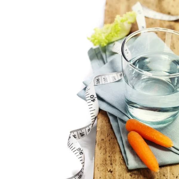 Fresh healthy vegetables and water — Stock Photo, Image