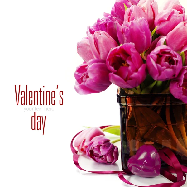 Valentinstag der rosa Tulpen — Stockfoto
