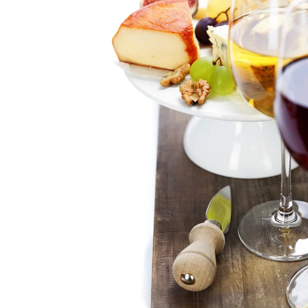 Assiette de vin et fromage — Photo