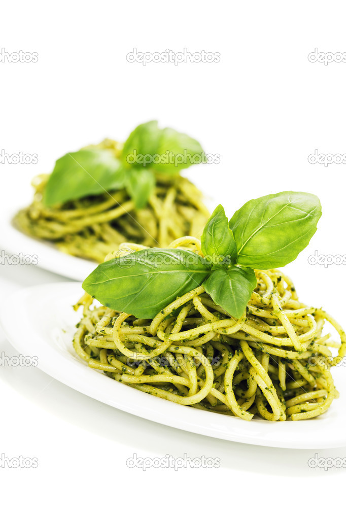 delicious italian pasta with pesto sauce