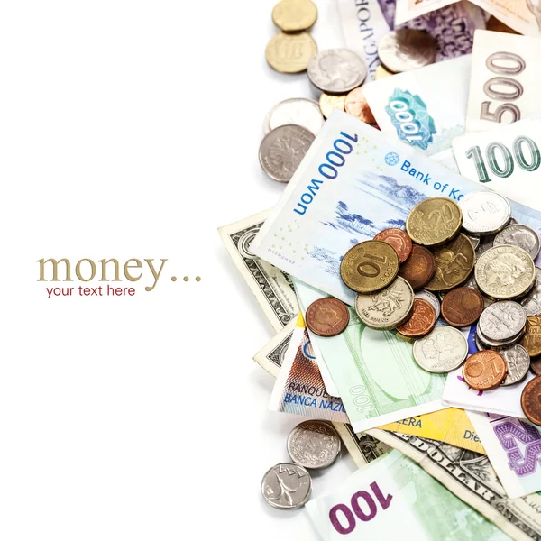 Foreign coins and banknotes — Stock Photo, Image