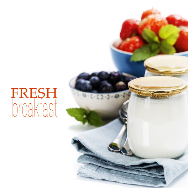 Healthy breakfast - yogurt with muesli and berries