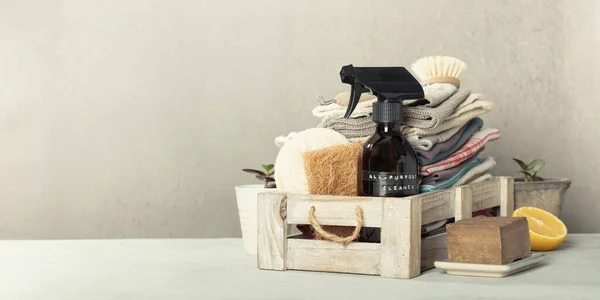 Concepto de limpieza de cocina casera de cero residuos, productos de bricolaje caseros — Foto de Stock