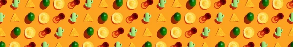 Mexican Style Pattern Orange Background Mexican Food Concept Restaurant Menu — Zdjęcie stockowe