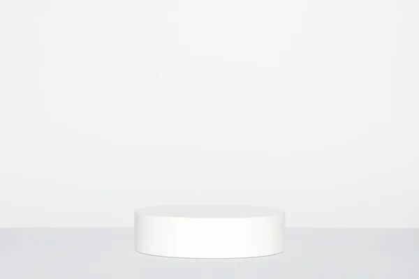Abstract Empty White Podium Grey Background Mock Stand Product Presentation — Fotografia de Stock