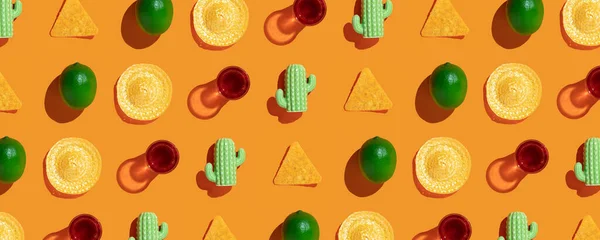 Mexican Style Pattern Orange Background Mexican Food Concept Restaurant Menu — стокове фото