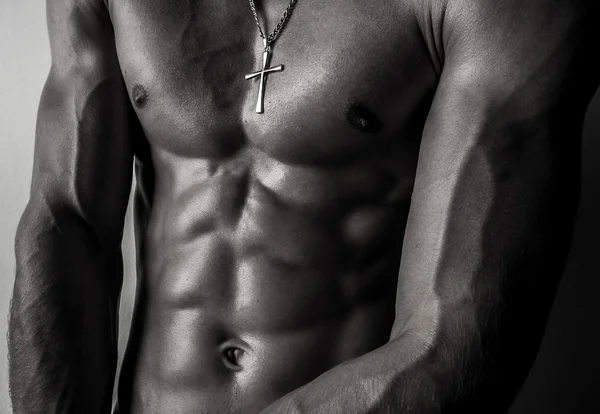 Krása muži trupu. nahé tělo. izolované na černé. — Stock fotografie