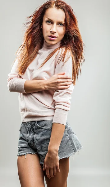 Pretty redhead young woman — Stock Photo, Image