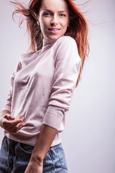 Pretty redhead young woman — Stock Photo, Image